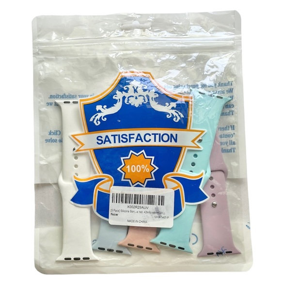 NEW - 5 Silicone Sport Band Bundle Apple Watch 42/44/45mm S/M BEACH Theme - Picture 7 of 8